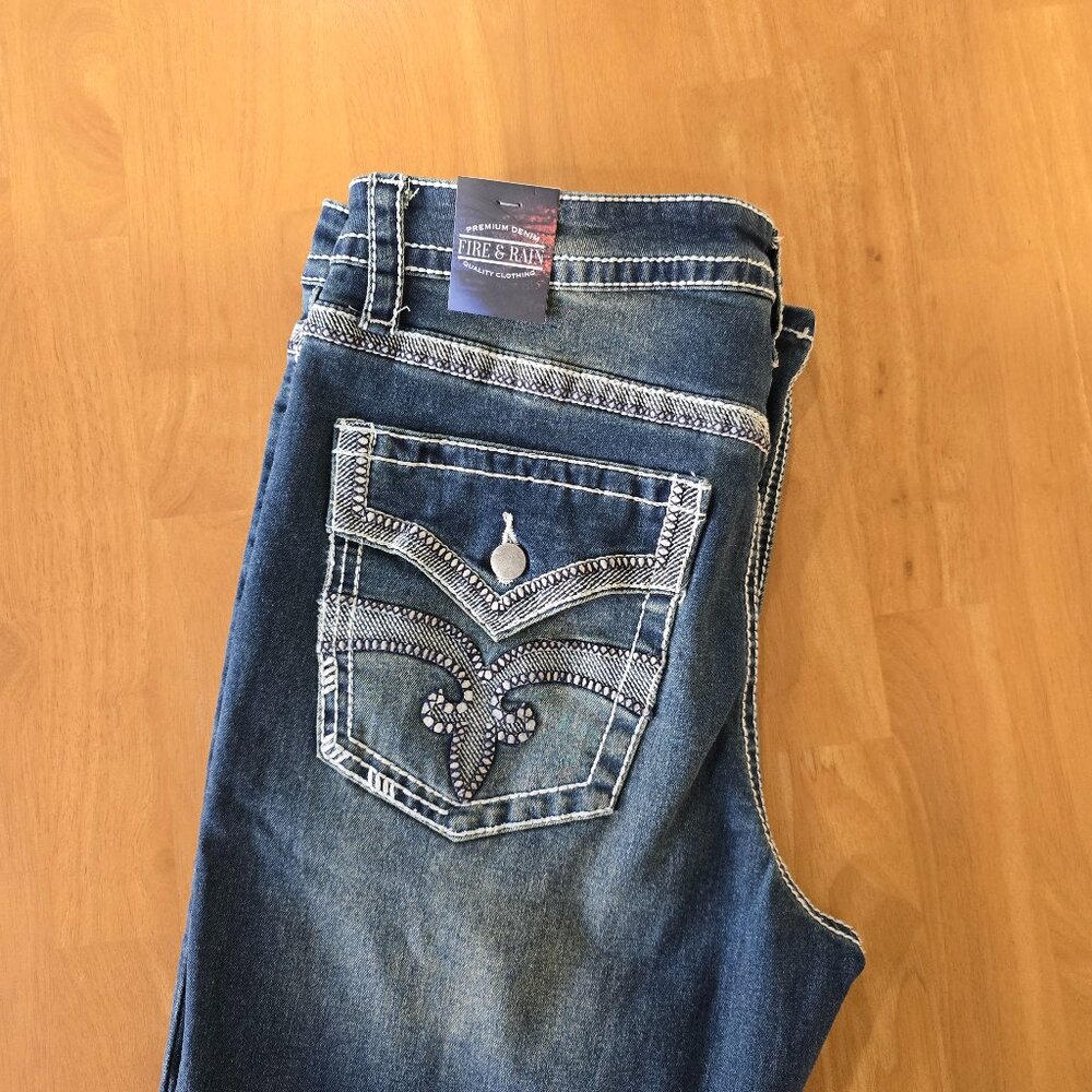 Fire & Rain Men's Stretch Bootcut Jeans‎ with Button Flap Pockets Size 34x31 NWT